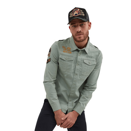 Chemise en toile confort avec badges brodés Jerry