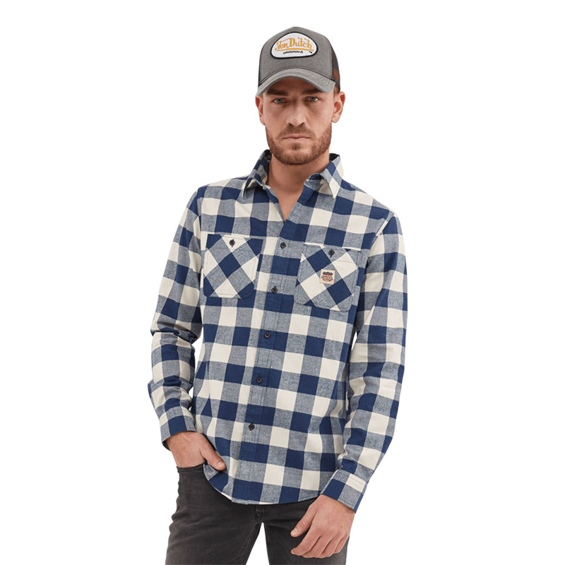 Chemise plaid avec poche et broderie dans le dos Jim