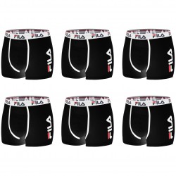 Lot N1 De 6 Boxers Coton Homme Fila Uni Noir