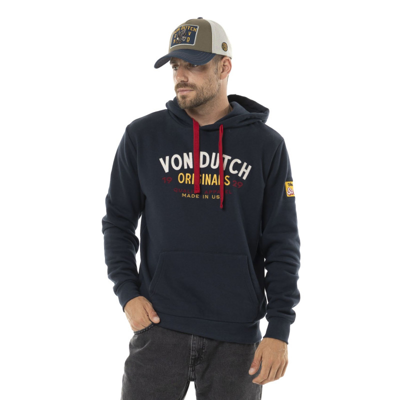 Sweat homme à capuche en molleton avec print logo devant brodé