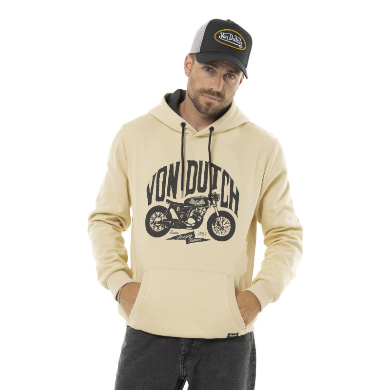 Sweat homme à capuche en molleton avec print devant