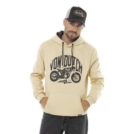 Sweat homme à capuche en molleton avec print devant