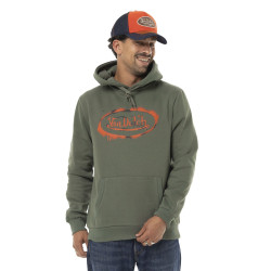 Sweat homme à capuche en molleton avec print devant