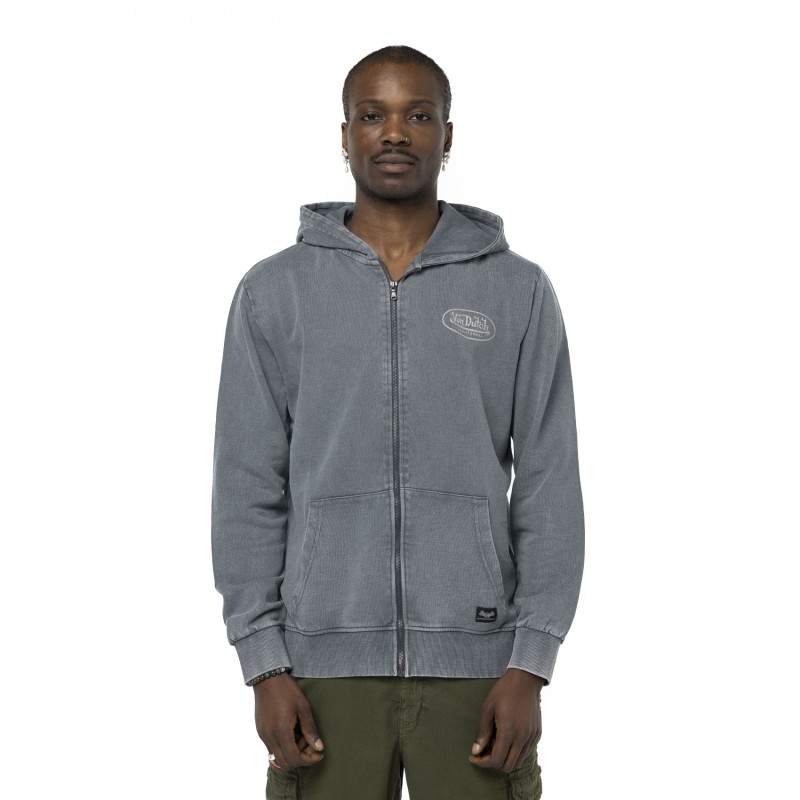 Sweat zippé à capuche homme terry en acid wash Cruz