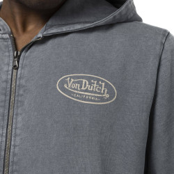 Sweat zippé à capuche homme terry en acid wash Cruz