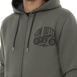 Sweat zippé homme à capuche en molleton avec print devant