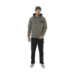 Sweat zippé homme à capuche en molleton avec print devant