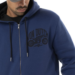 Sweat zippé homme à capuche en molleton avec print devant