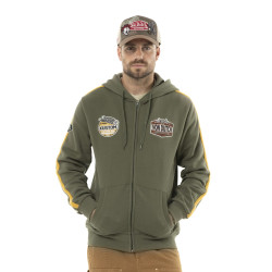 Sweat zippé homme à capuche en molleton avec patchs