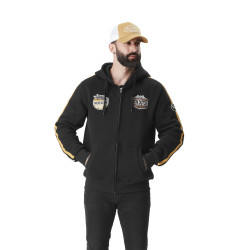 Sweat zippé molletonné à capuche homme avec patchs moto Matty