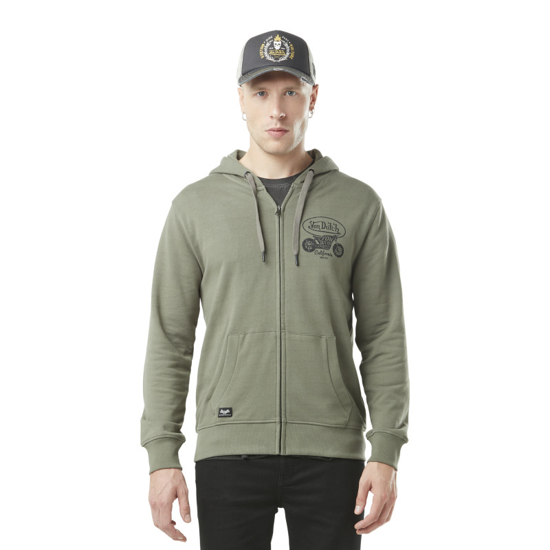 Sweat homme zippé à capuche et print devant Ori en coton Sweat homme zippé à capuche et print devant Ori en coton