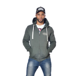 Sweat zippé avec capuche homme en coton avec broderie Camp