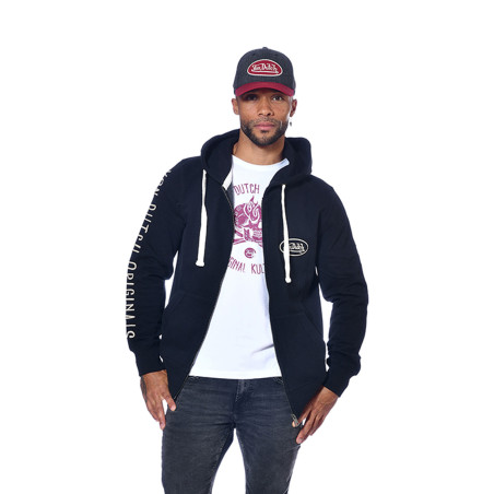 Sweat zippé avec capuche homme en coton avec broderie Camp