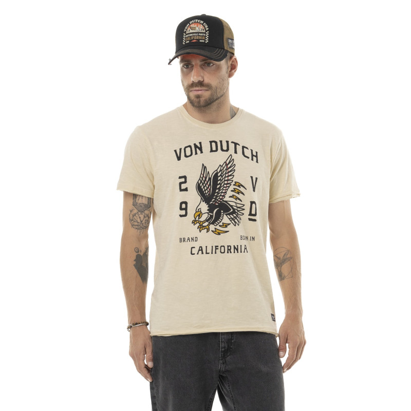 T-shirt homme col rond regular en coton print devant Brave
