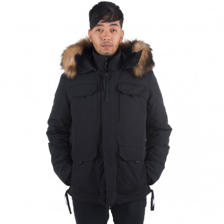 Parka homme H'echbone Toronto Noire Col fourrure