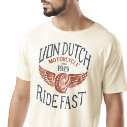 T-shirt homme slub col rond avec print en coton Fast