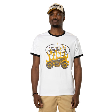 T-shirt homme col rond avec print en coton Fire