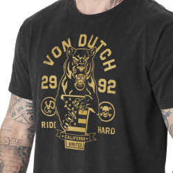 T-shirt homme col rond en jersey et acid wash avec print Hard