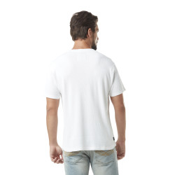 T-shirt homme waffle avec col patte de boutonnage et print en coton