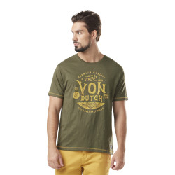 T-shirt homme slub col rond avec print en coton Prest