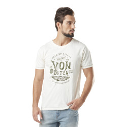 T-shirt homme slub col rond avec print en coton Prest