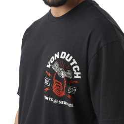 T-shirt homme col rond relax fit avec print en coton Service Black
