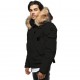 Parka homme H'echbone Police Noire Col fourrure