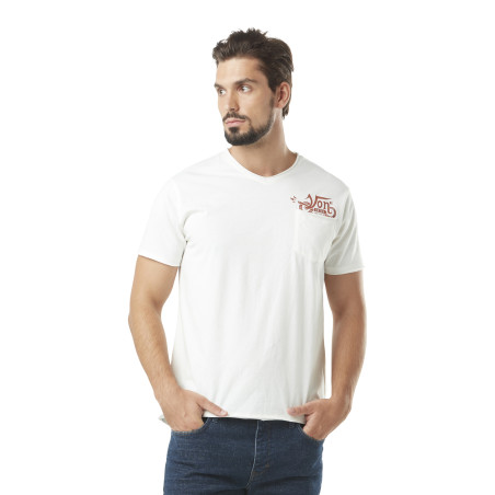 T-shirt homme col V avec print sous la poche Vond