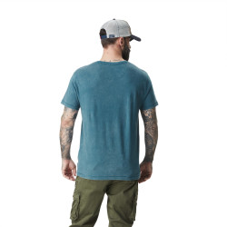 T-shirt homme col rond en jersey et acid wash avec print Wolfy