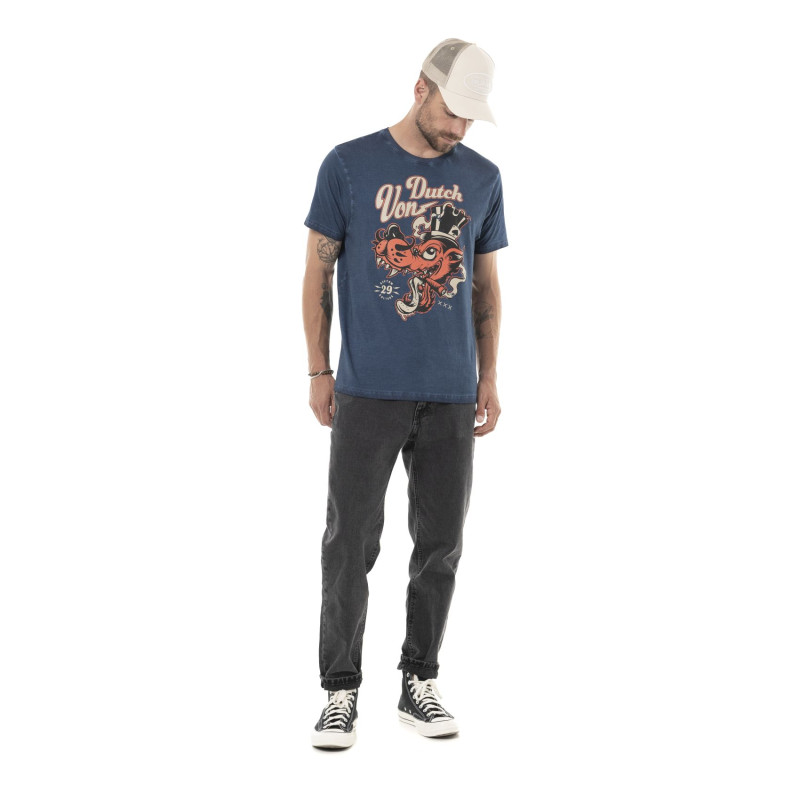 T-shirt homme regular en jersey 160gr acid wash print devant Woo