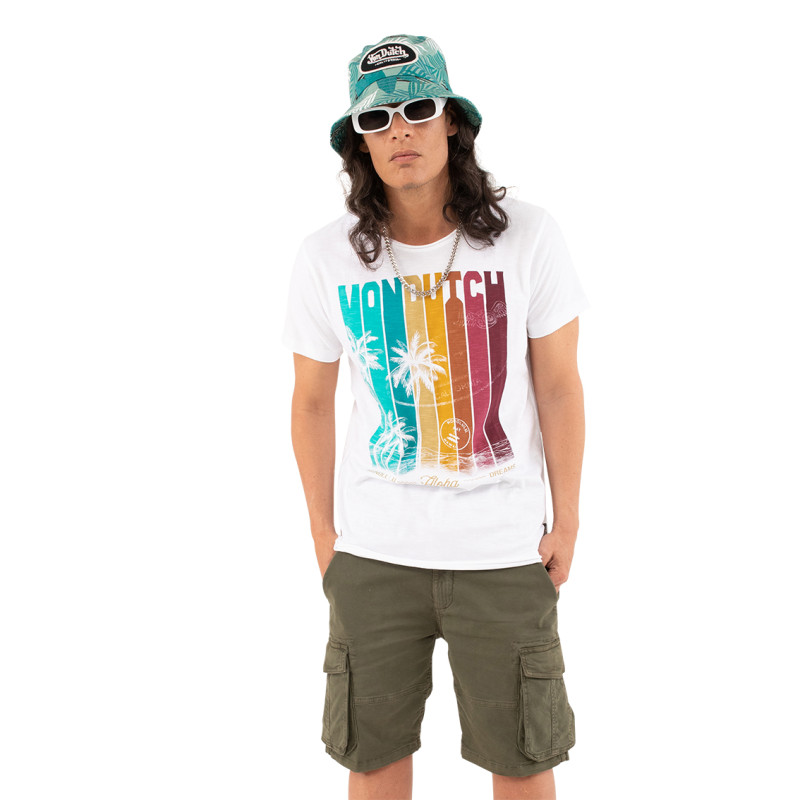 T-shirt manches courtes régular fit en col rond en coton Col