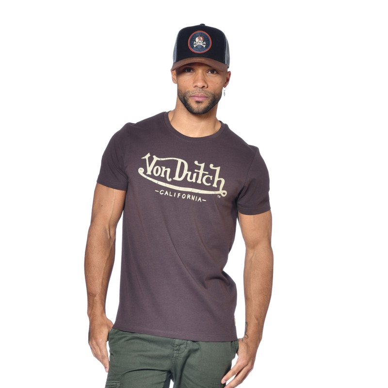 T-shirt homme col rond regular fit print devant en coton First