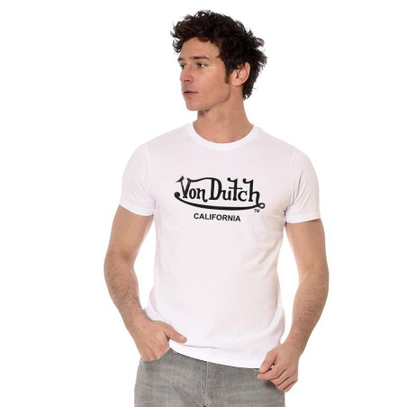 T-shirt col rond homme First Blanc Print Noir