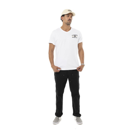 T-shirt homme col V en jersey 180gr print devant&dos Café