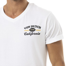 T-shirt homme col V en jersey 180gr print devant&dos Café