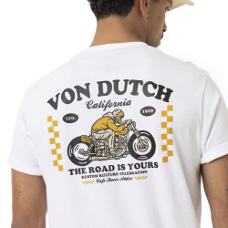 T-shirt homme col V en jersey 180gr print devant&dos Café