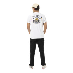 T-shirt homme col V en jersey 180gr print devant&dos Café