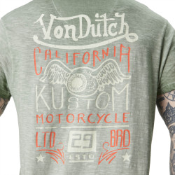 T-shirt homme col V en slub avec traitement et print Naive