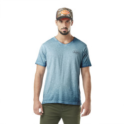 T-shirt homme slub col rond avec print en coton Pist