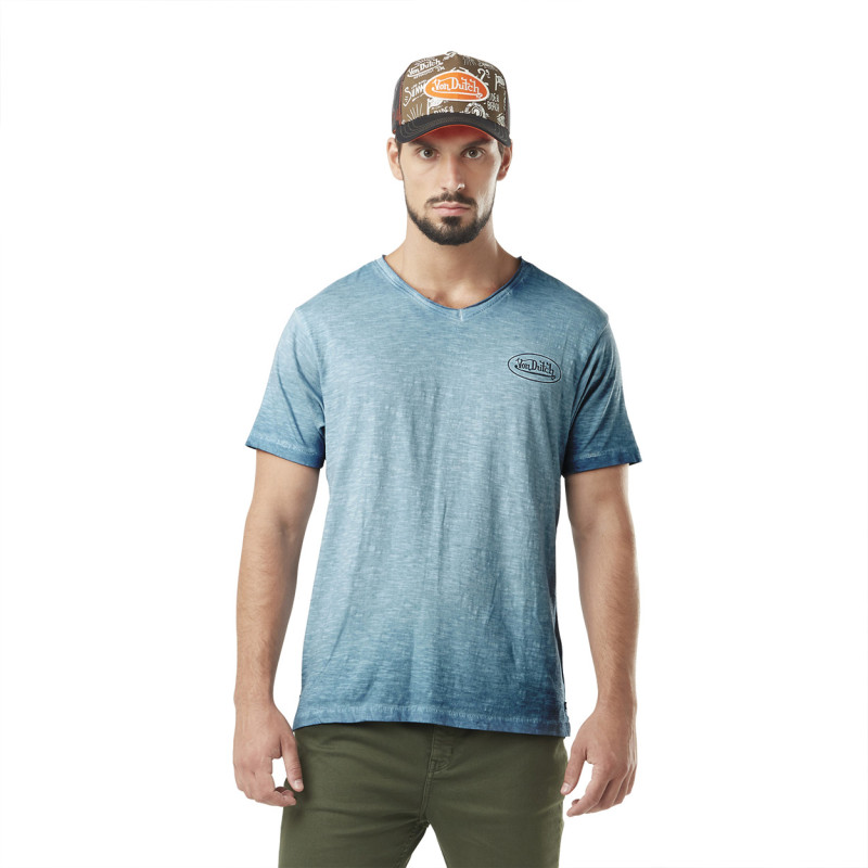 T-shirt homme slub col rond avec print en coton Pist