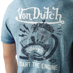 T-shirt homme slub col rond avec print en coton Pist