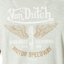 T-shirt homme col V avec traitement et print Speed