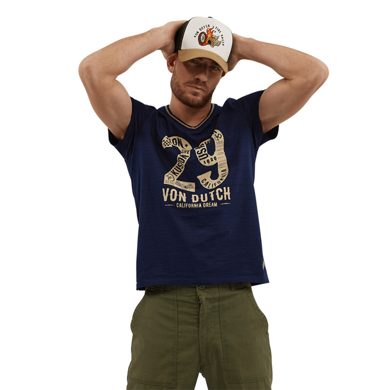 T-shirt col en V homme en coton Engine