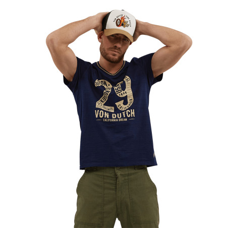 T-shirt col en V homme en coton Engine