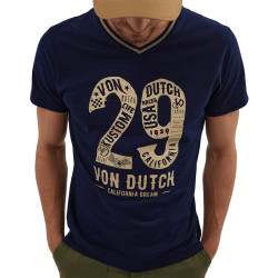 T-shirt col en V homme en coton Engine