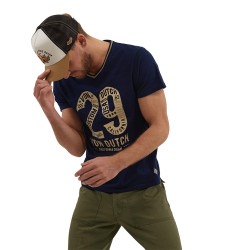 T-shirt col en V homme en coton Engine