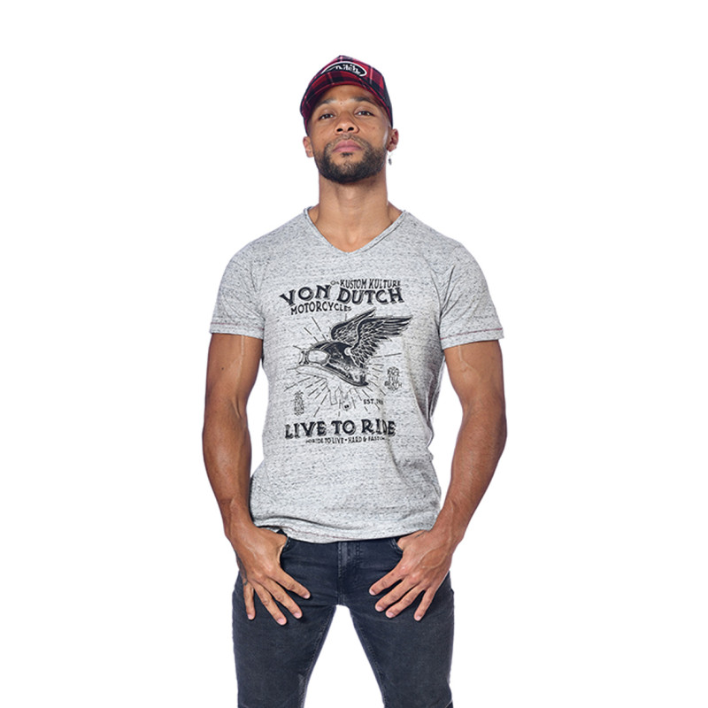 T-shirt col V homme avec print Leave