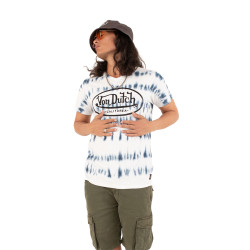 T-shirt à col V effet tie and die rayés homme Ron en coton