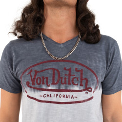 T-shirt à col effet tie and die dégradé V homme Ron en coton