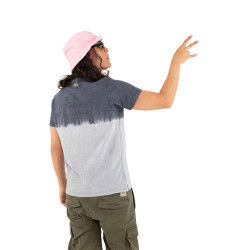 T-shirt à col effet tie and die dégradé V homme Ron en coton